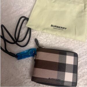Burberry Checkered zip up wallet